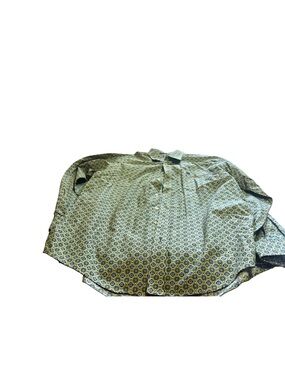 Cinch Mens Green Yellow Black Geometric Cotton Woven Button Up Shirt! Large